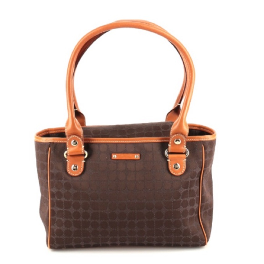 Kate Spade New York style EUC tote hand bag purse brown with leather trim